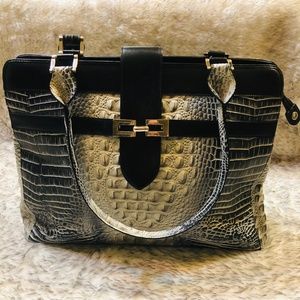 Charlie Lapson Croco-Embossed Leather Handbag New